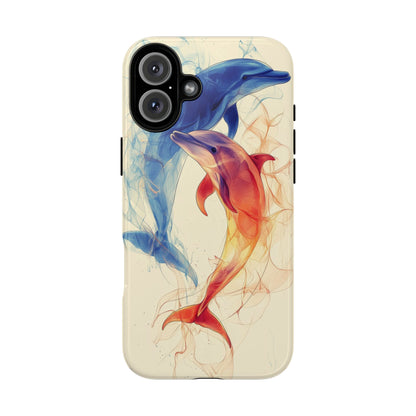 Elemental Dolphins: Fire & Water Fusion Phone Case for iPhone, Samsung & Pixel