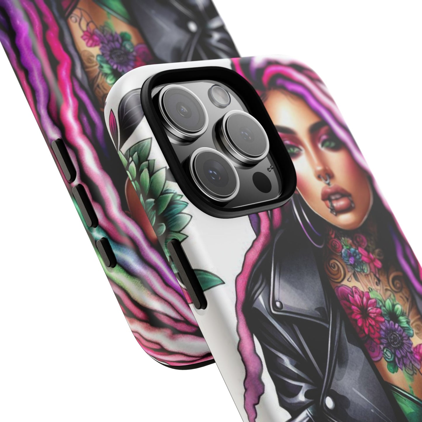 Neon Rebel – Vibrant Biker Queen Mobile Cover