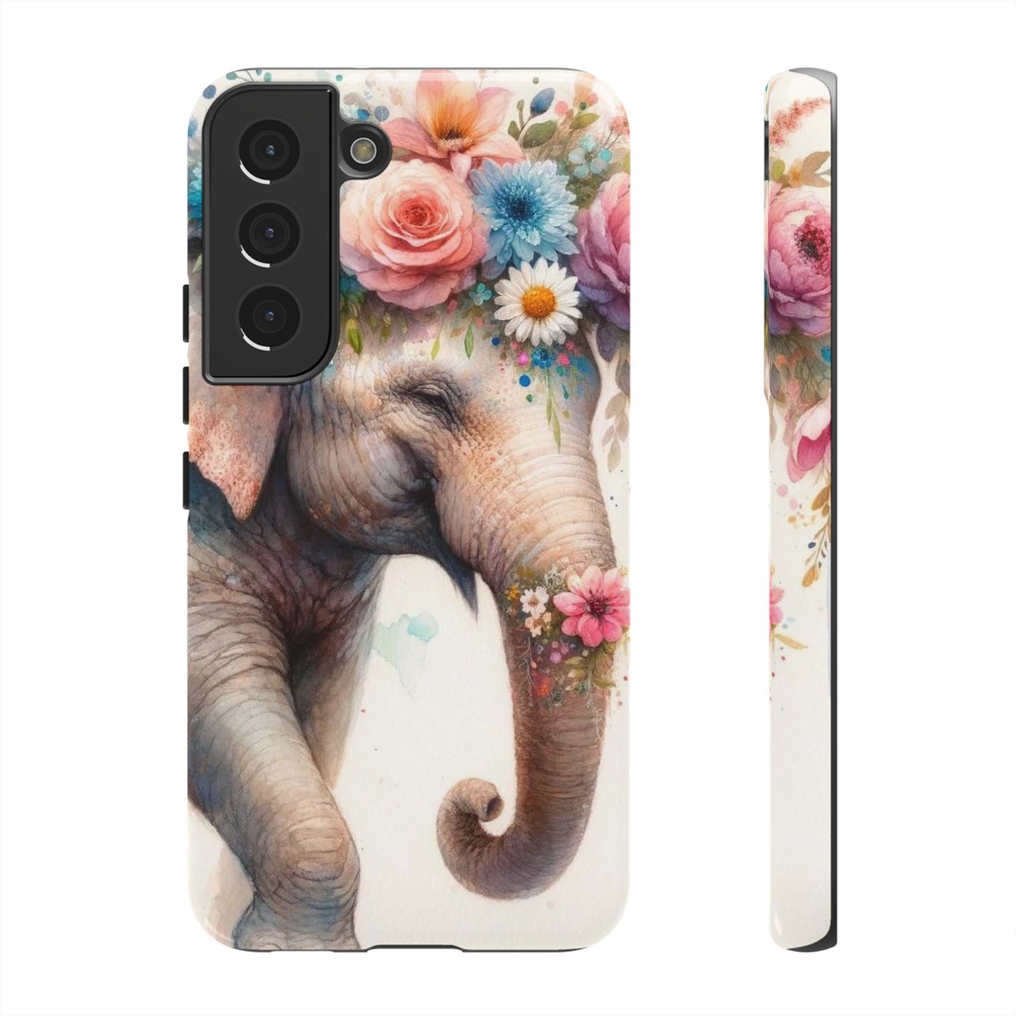 Joyful Floral Elephant Mobile Cover – Whimsical Watercolor Art