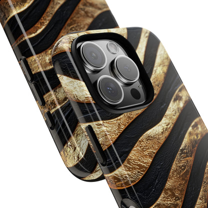 Luxury Black & Gold Zebra Stripes Phone Case for iPhone, Samsung & Google Pixel