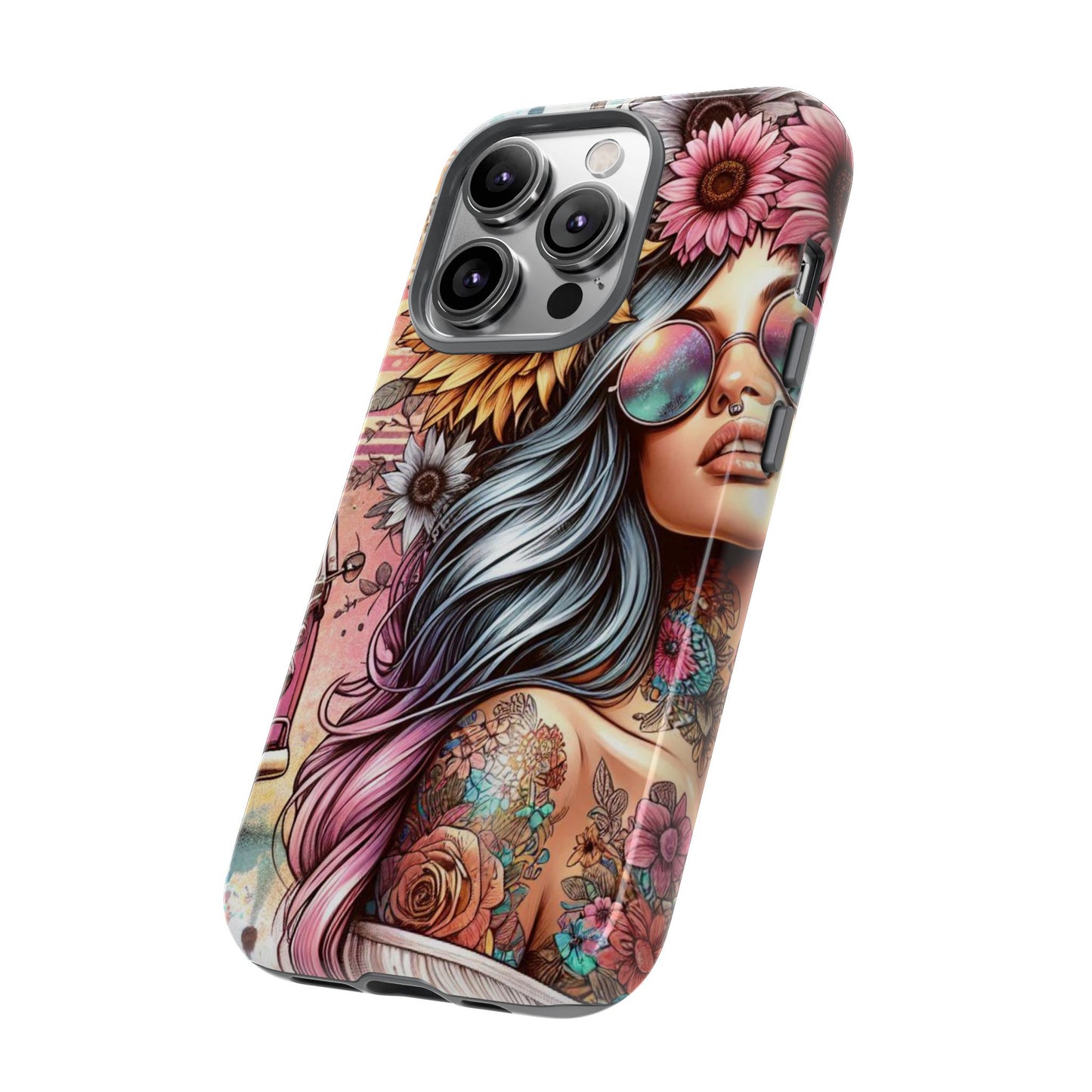 Retro Boho Wanderer – Sunflower Hippie Van Mobile Cover