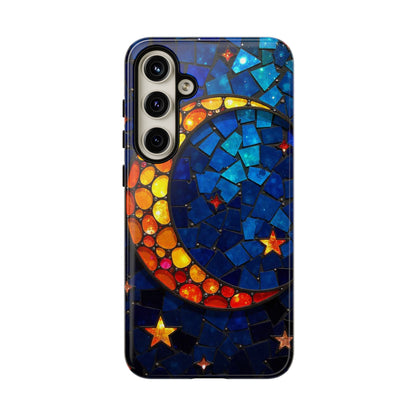 Lunar Glow: Vibrant Moon and Starry Night