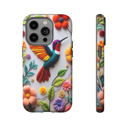 Embroidered Hummingbird with Floral Design | Nature's Elegant Stitch | iPhone 16 Pro