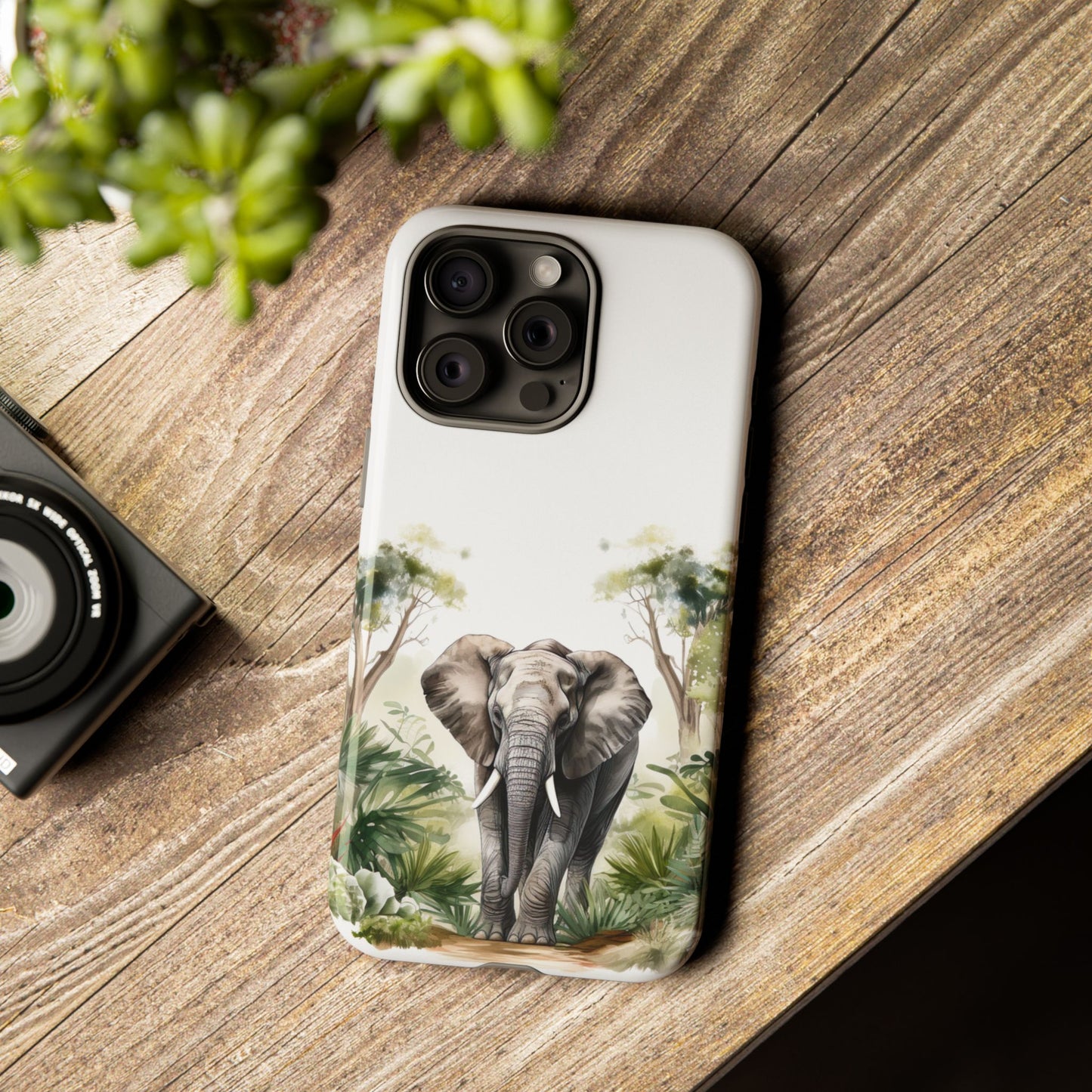 Serene Jungle Elephant Mobile Cover – Watercolor Wildlife Design