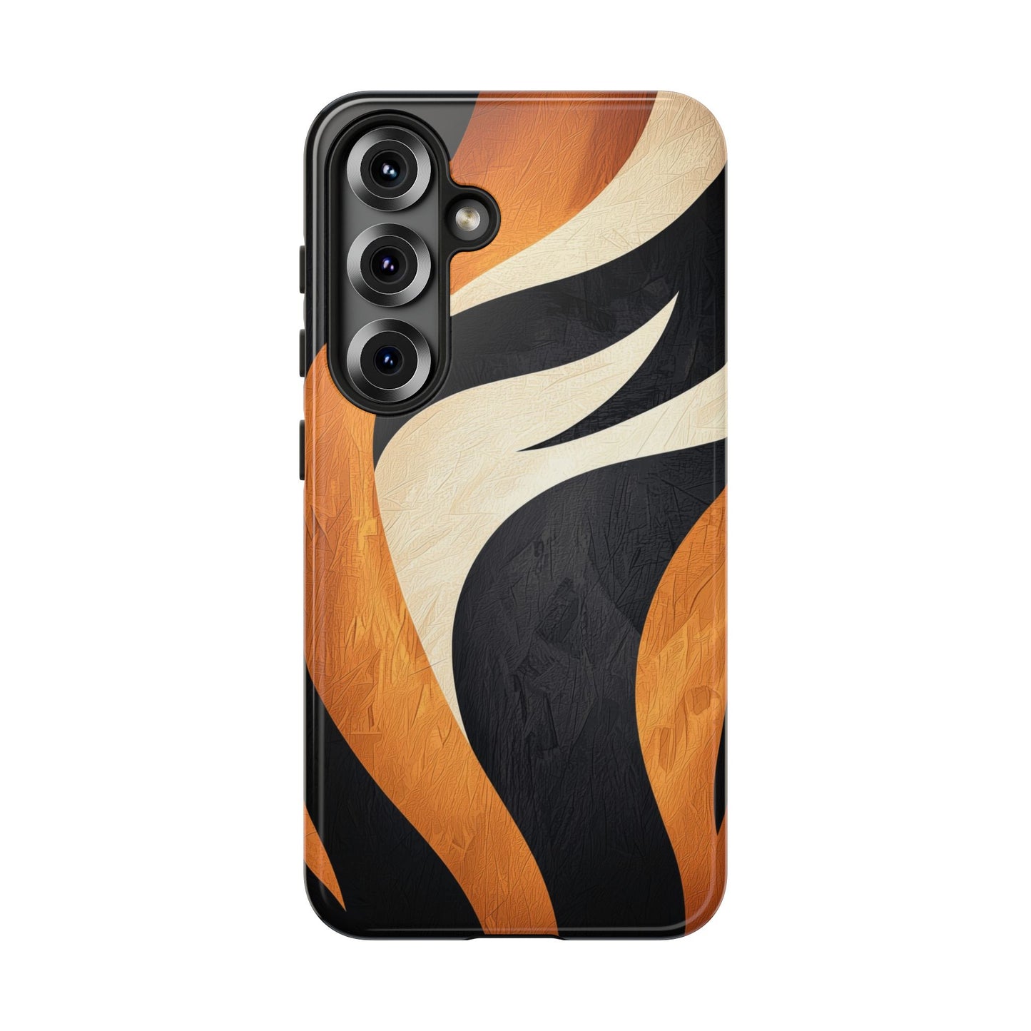 Bold Tiger Stripes Phone Case – Black, Orange & Cream for iPhone, Samsung & Google Pixel
