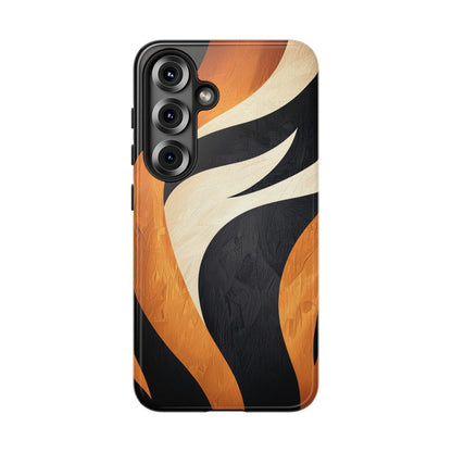 Bold Tiger Stripes Phone Case – Black, Orange & Cream for iPhone, Samsung & Google Pixel
