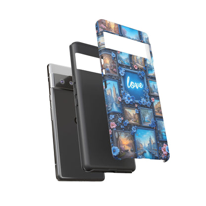 Blue Floral Love Frame Phone Case