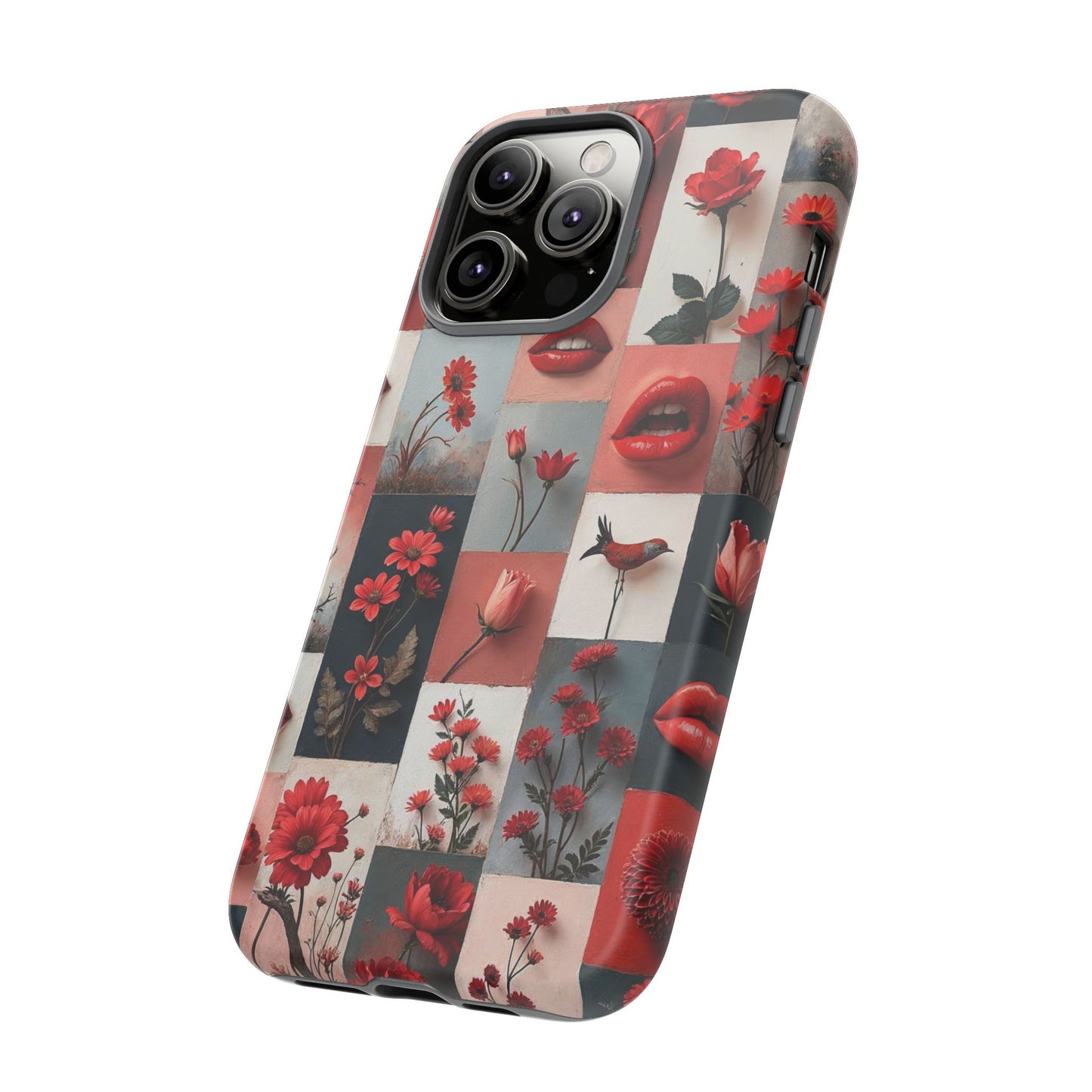 Red Flowers & Lips Collage Phone Case