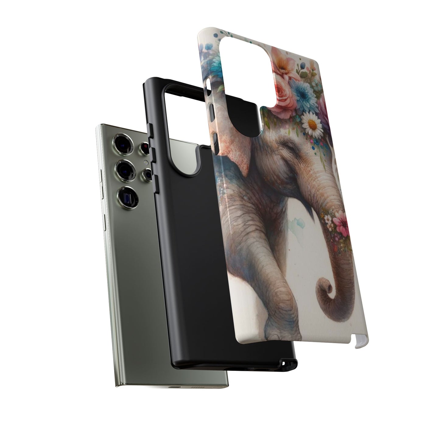 Joyful Floral Elephant Mobile Cover – Whimsical Watercolor Art