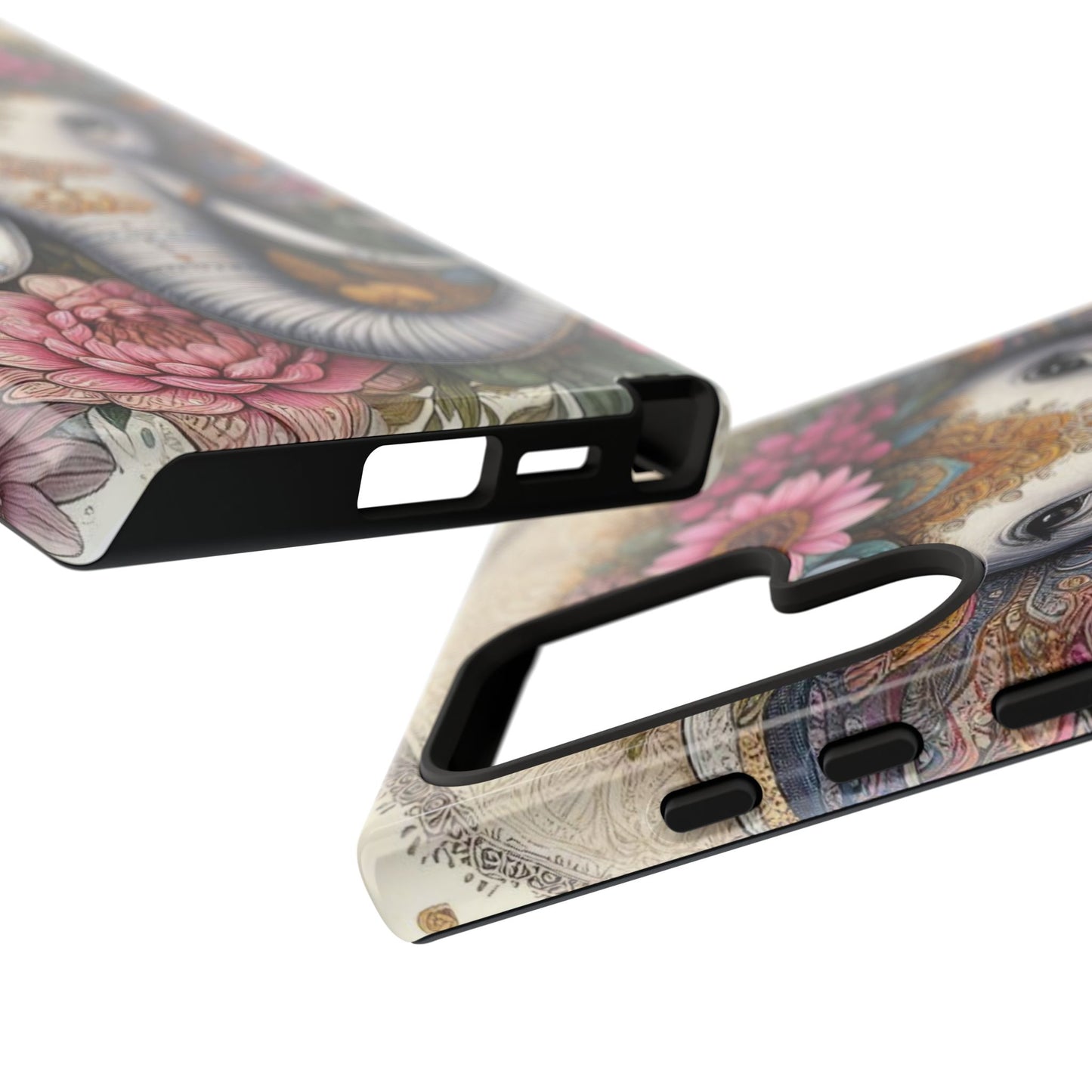 Elegant Floral Elephant Mobile Cover – Royal Mandala Art