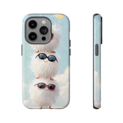 Fluffy Anime Phone Case – Cute Kawaii Fuzzy Creatures, Aesthetic Pastel Art, Soft Cloudy Background, iPhone, Samsung & Google Pixel Case