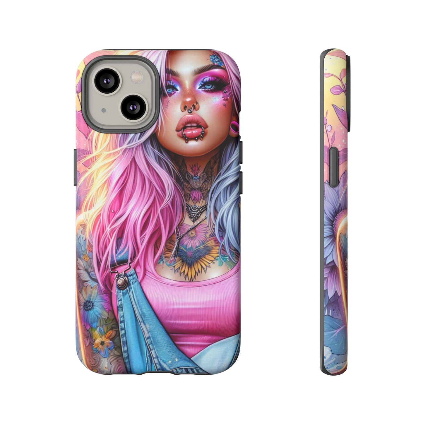 Sunset Glow – Pastel Punk & Floral Ink Mobile Cover