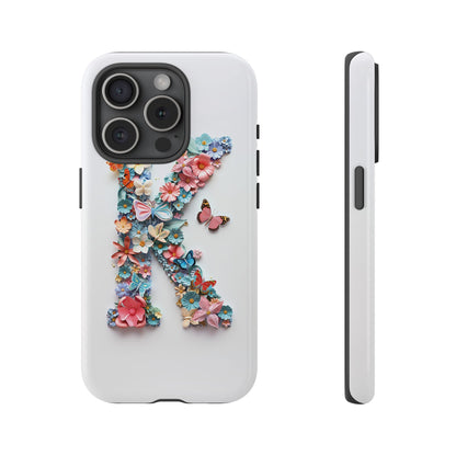 Floral Letter K Phone Case – Personalized Aesthetic Cover for iPhone, Samsung & Google Pixel