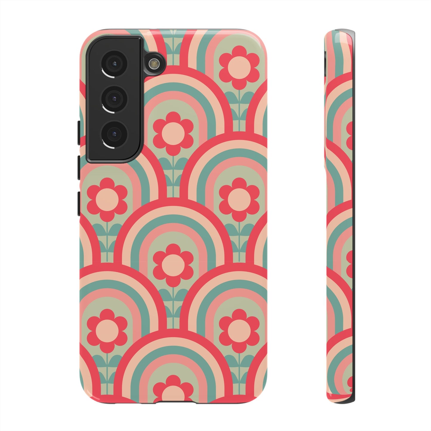 Retro Floral Rainbow Phone Case – Vintage Aesthetic for iPhone, Samsung & Google Pixel