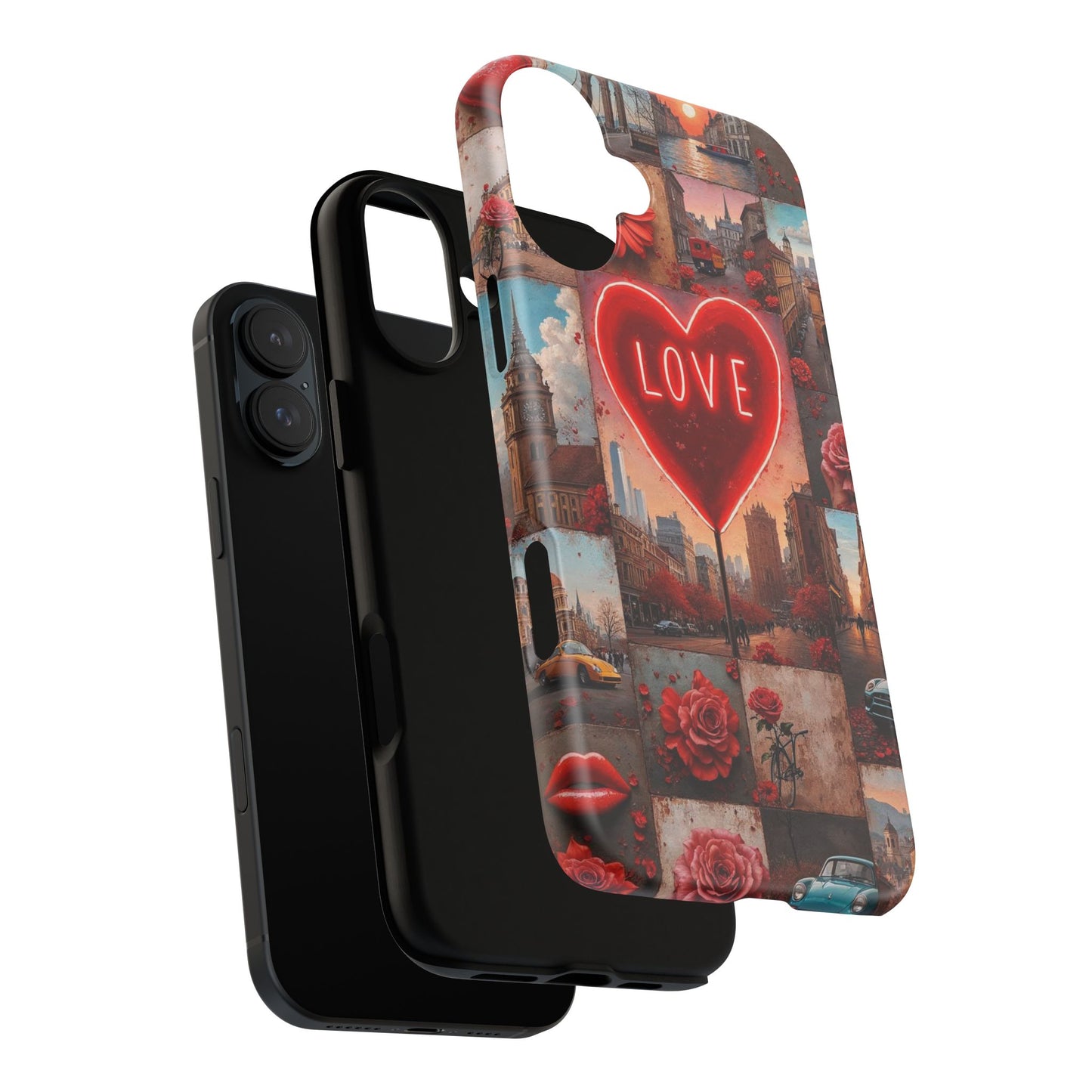Neon Love Heart & Rose Phone Case