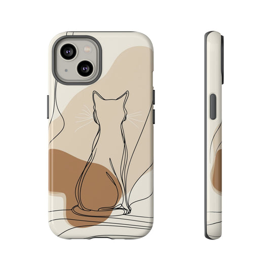 Minimalist Cat Silhouette: Elegant Line Art Phone Case for iPhone, Samsung & Pixel