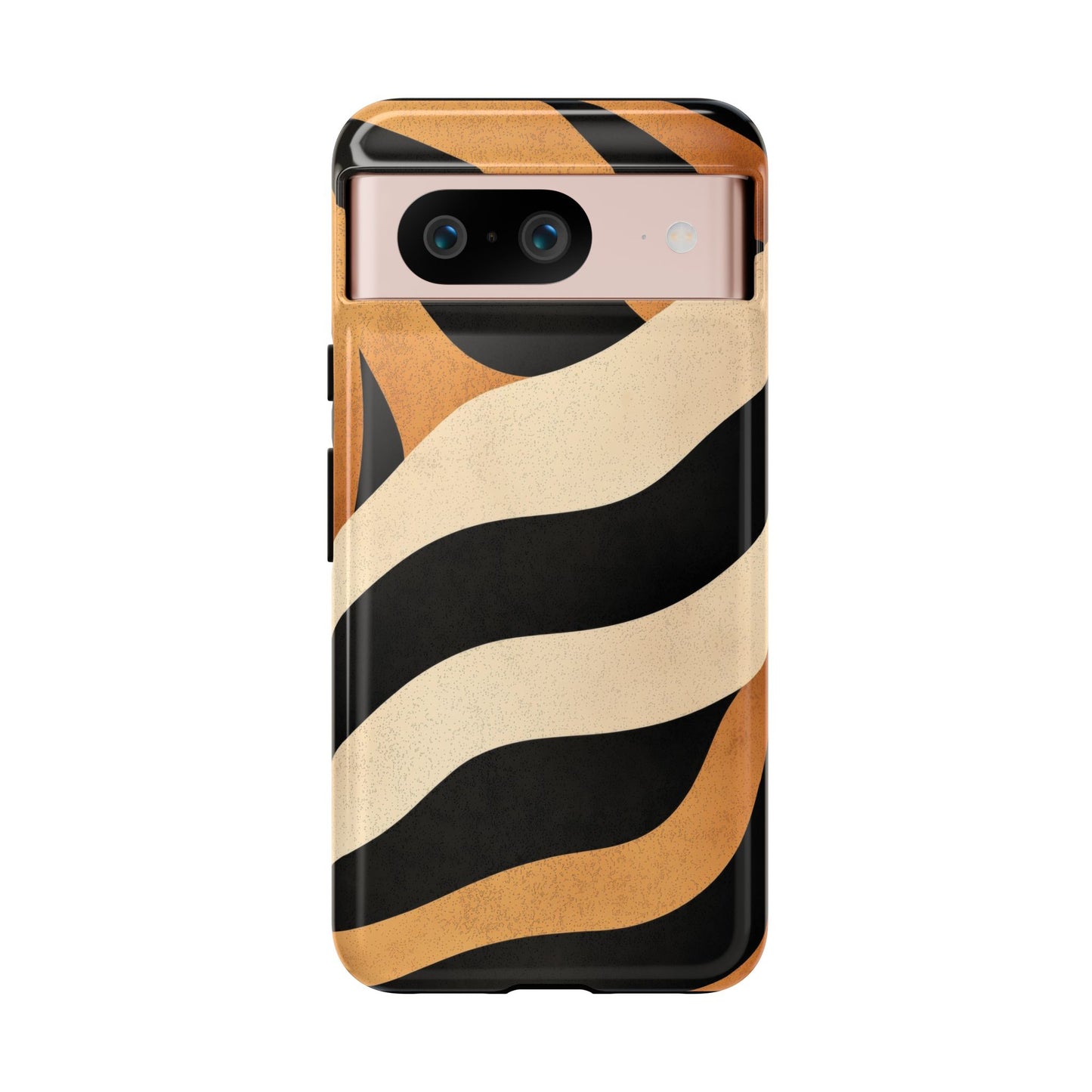Bold Tiger Stripes Phone Case – Black, Orange & Cream Perfect for iPhone, Samsung & Google Pixel
