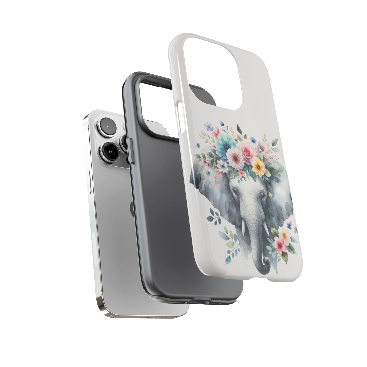 Floral Crown Elephant Mobile Cover – Elegant Watercolor Art