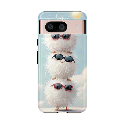 Fluffy Anime Phone Case – Cute Kawaii Fuzzy Creatures, Aesthetic Pastel Art, Soft Cloudy Background, iPhone, Samsung & Google Pixel Case