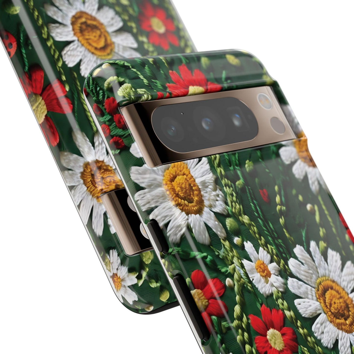 Knitted Pattern With Diamonds And Festive Motifs On Navy phone case design.