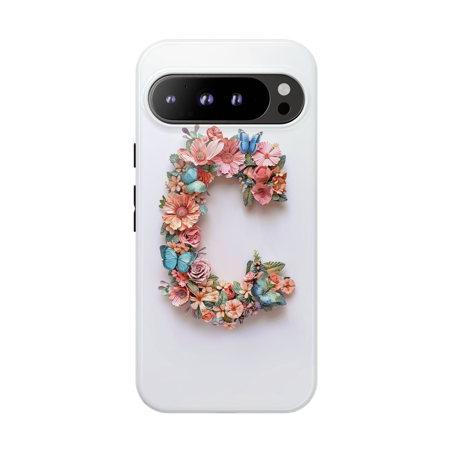 Floral Letter C Phone Case – Personalized Aesthetic Cover for iPhone, Samsung & Google Pixel