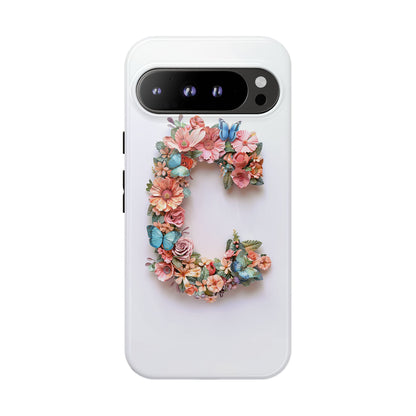 Floral Letter C Phone Case – Personalized Aesthetic Cover for iPhone, Samsung & Google Pixel