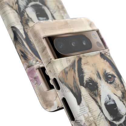 Vintage Collage Dog Portrait Mobile Cover – Artistic Mixed Media Design