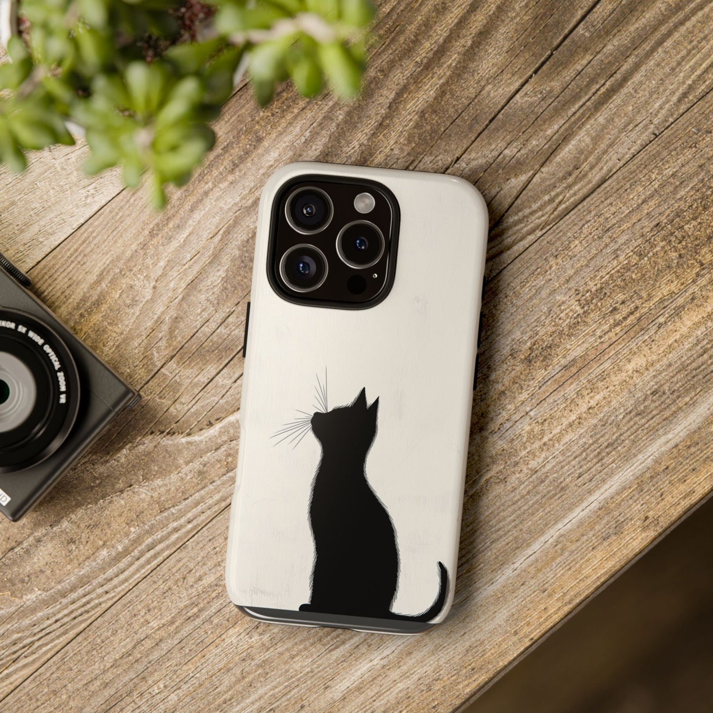 Silent Gaze: Minimalist Black Cat  Phone Case for iPhone, Samsung & Pixel