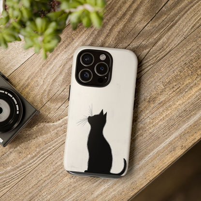 Silent Gaze: Minimalist Black Cat  Phone Case for iPhone, Samsung & Pixel
