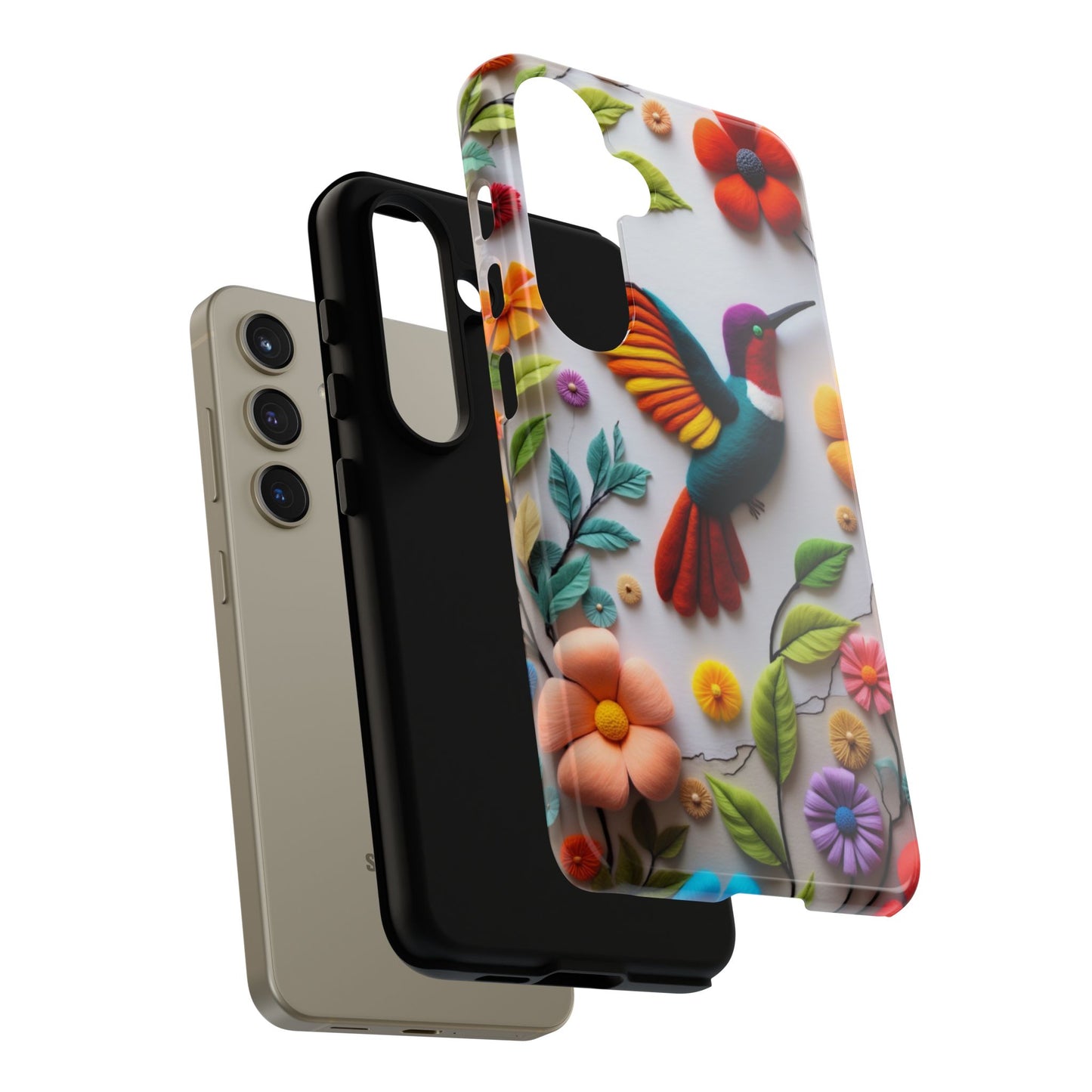 Embroidered Hummingbird with Floral Design | Nature's Elegant Stitch | iPhone 16 Pro