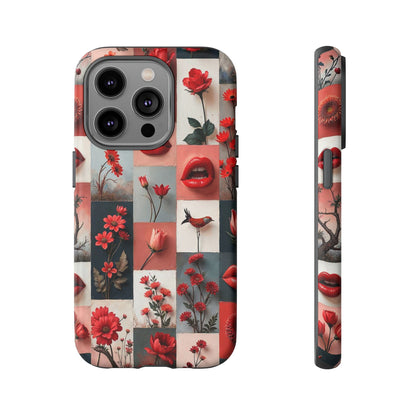 Red Flowers & Lips Collage Phone Case