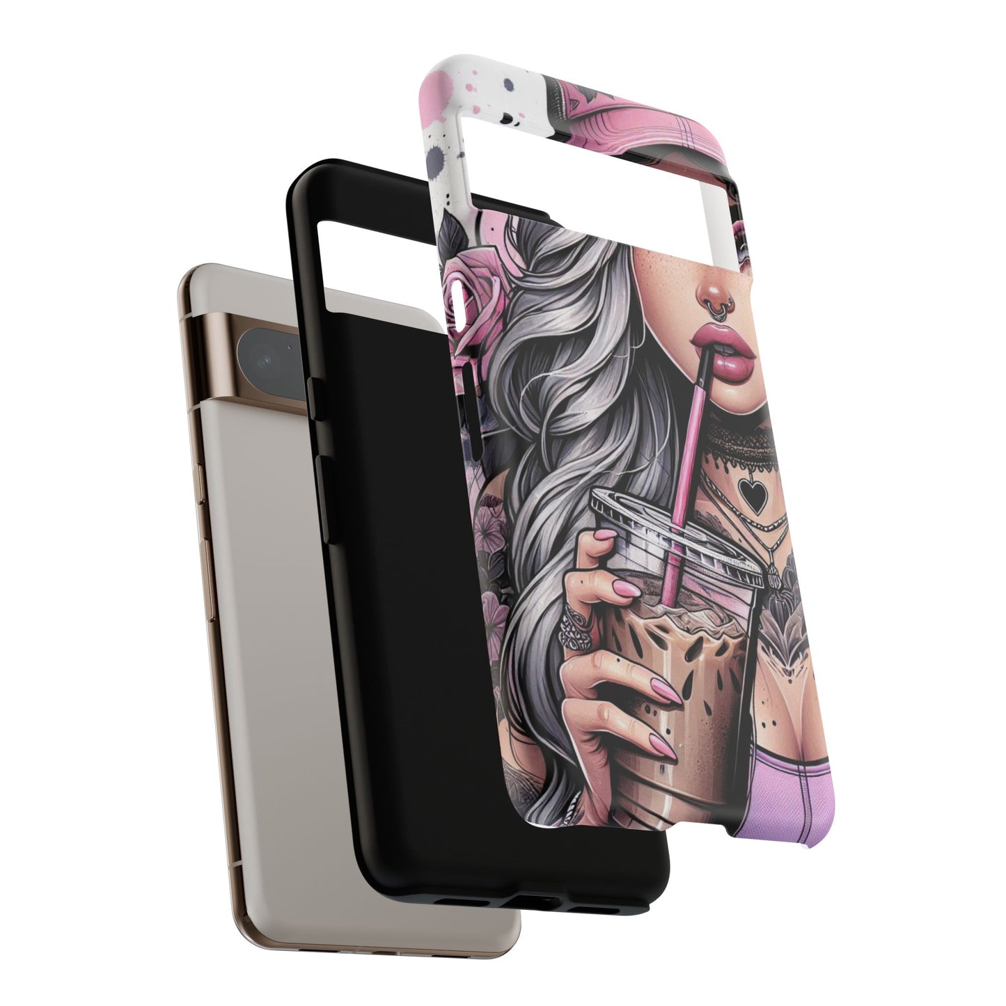 Pink Aesthetic Rebel – Iced Coffee & Inked Beauty Mobile Cover