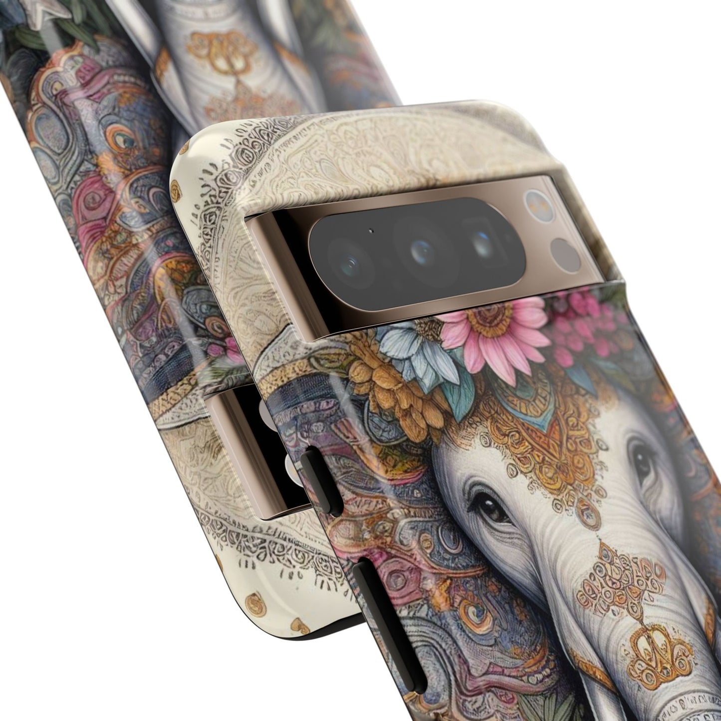 Elegant Floral Elephant Mobile Cover – Royal Mandala Art