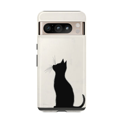 Silent Gaze: Minimalist Black Cat  Phone Case for iPhone, Samsung & Pixel