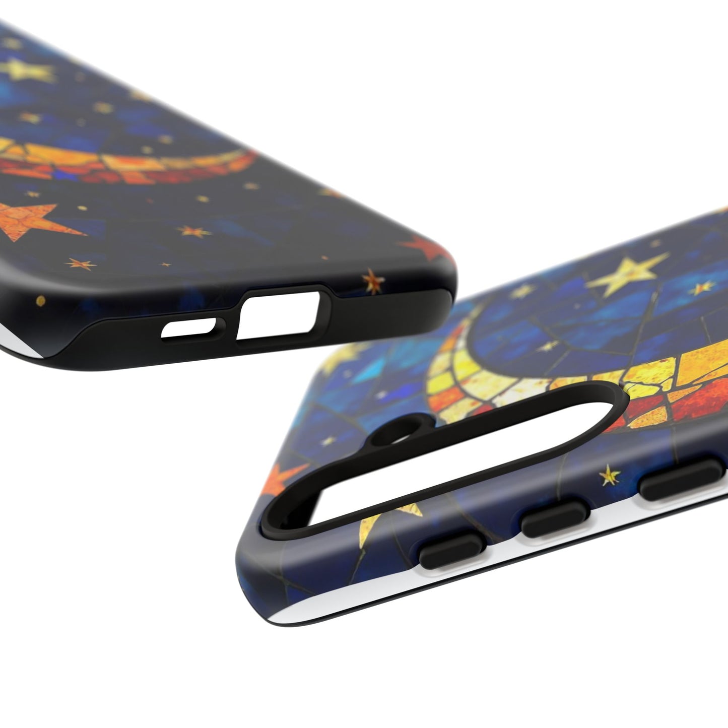 Celestial Crescent: Vibrant Moon and Stars Phone Case