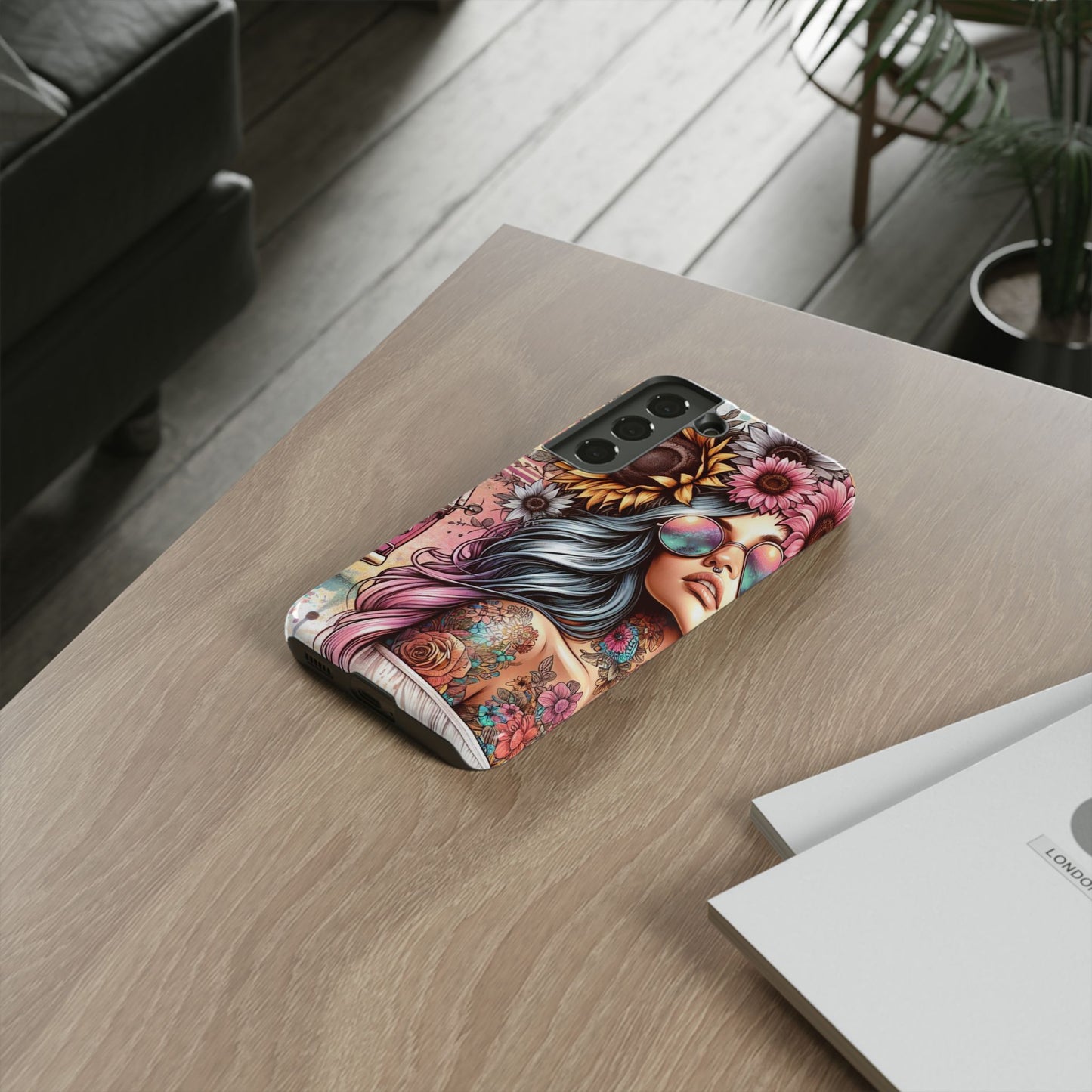 Retro Boho Wanderer – Sunflower Hippie Van Mobile Cover