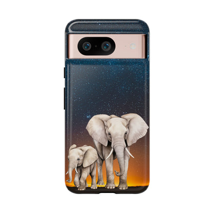 Starry Safari Elephant Family Mobile Cover – Cosmic Wildlife Aesthetic