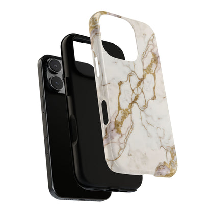 Elegant White and Gold Marble Case Design