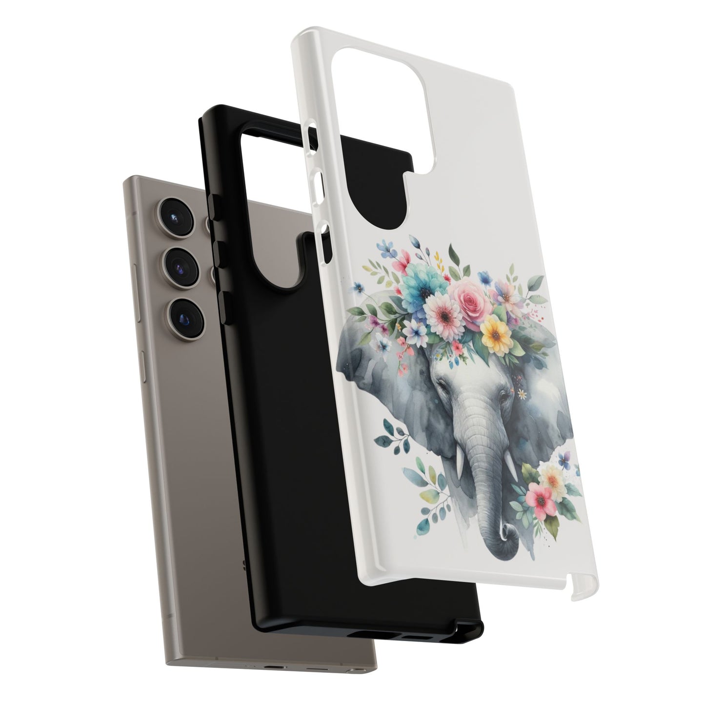 Floral Crown Elephant Mobile Cover – Elegant Watercolor Art