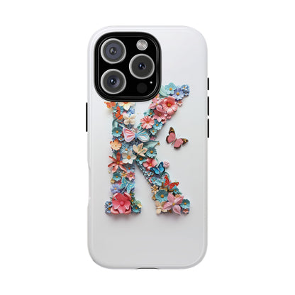 Floral Letter K Phone Case – Personalized Aesthetic Cover for iPhone, Samsung & Google Pixel