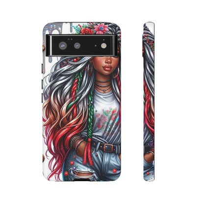 Festive Boho Queen – Holiday Glow & Candy Cane Braids Mobile Cover