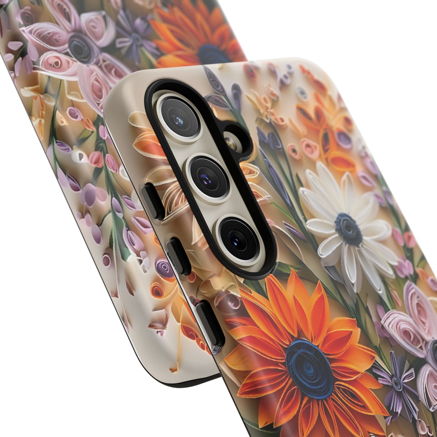 Intricate Quilled Floral Artwork In Vibrant Colors phone case design.