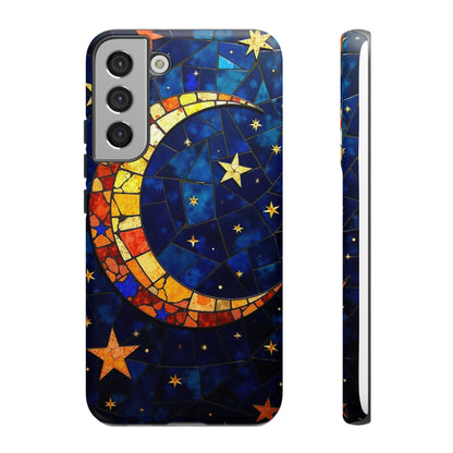 Celestial Crescent: Vibrant Moon and Stars Phone Case