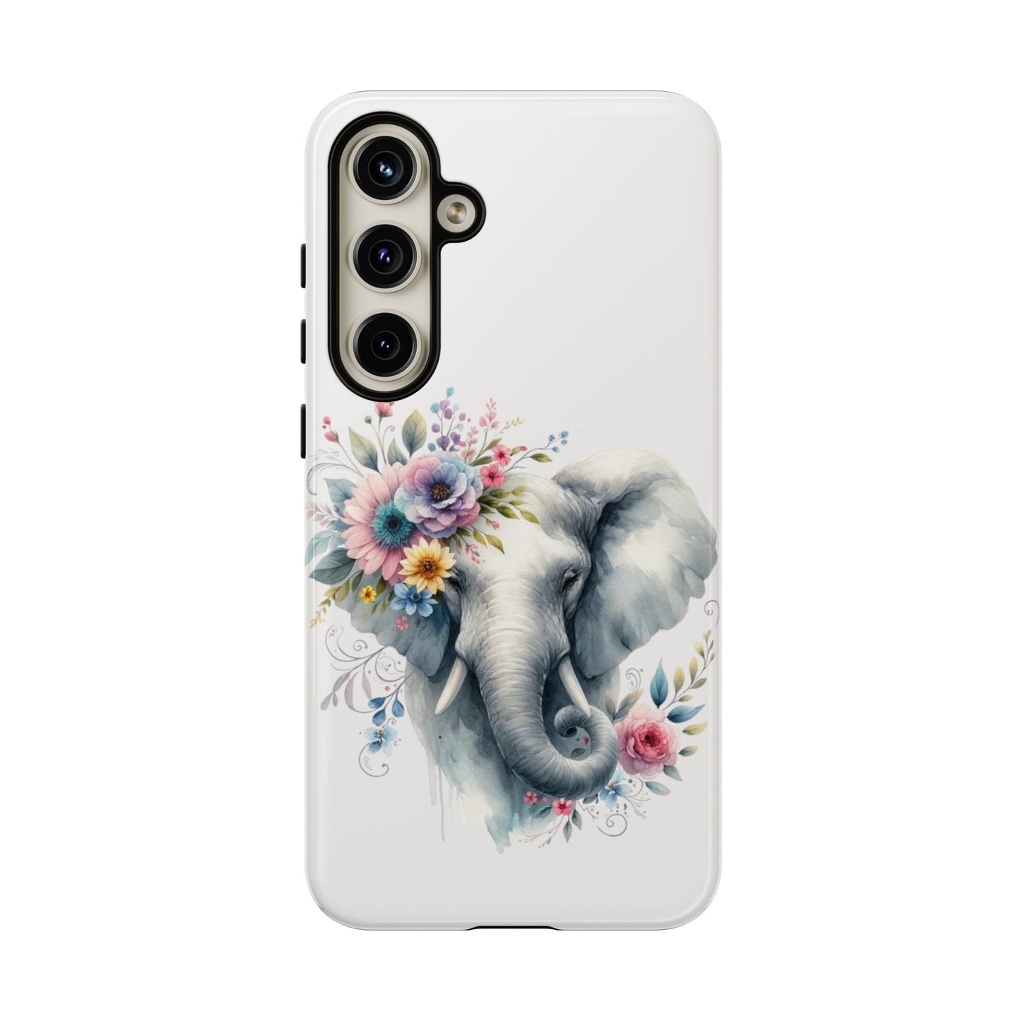 Floral Elephant Mobile Cover – Elegant Watercolor Art