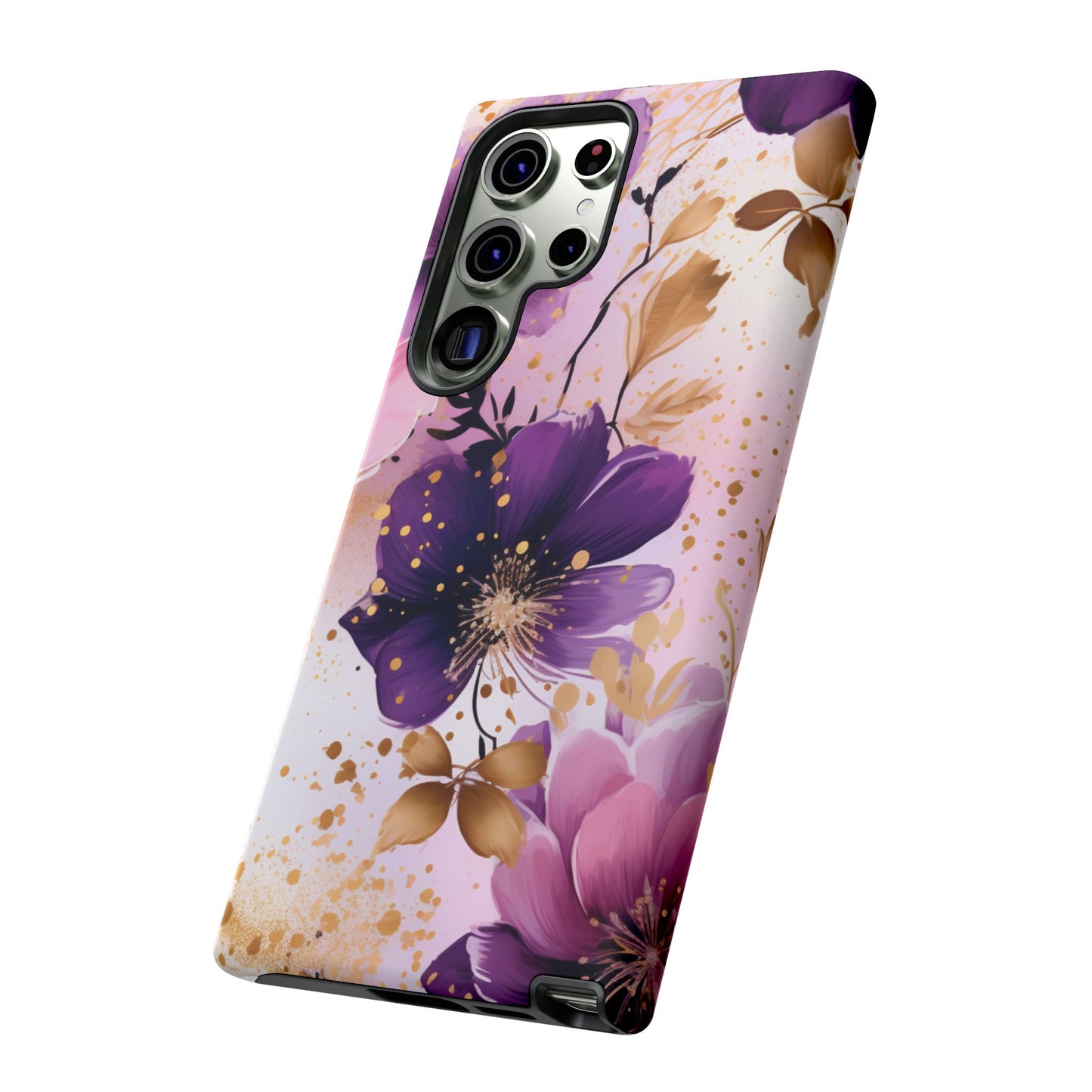 Luxury Purple & Gold Floral Aesthetic Mobile Case