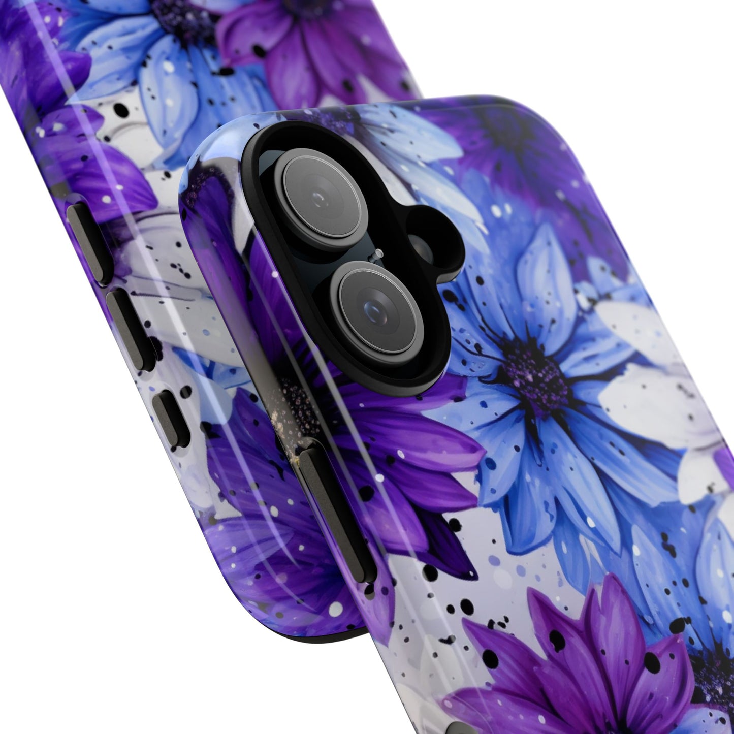 Blue & Purple Floral Splash Mobile Cover – Elegant Artistic Flowers