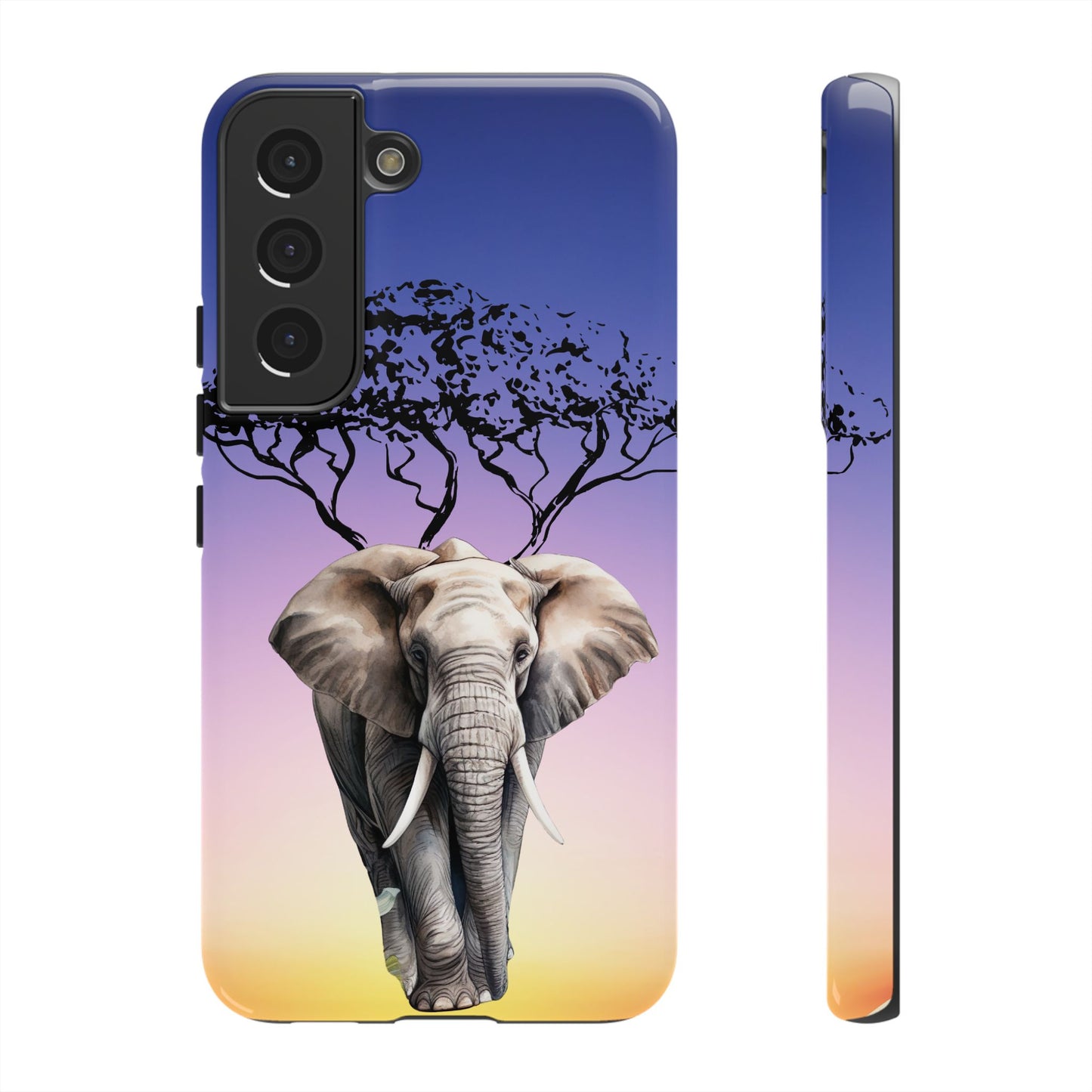 Surreal Elephant Tree Mobile Cover – Dreamy Sunset Fantasy