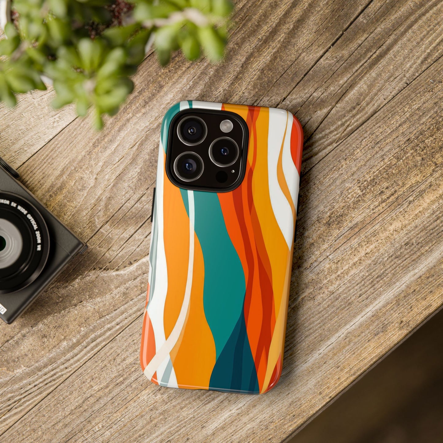 Sunset Waves – Retro Abstract Phone Case for iPhone, Samsung & Pixel