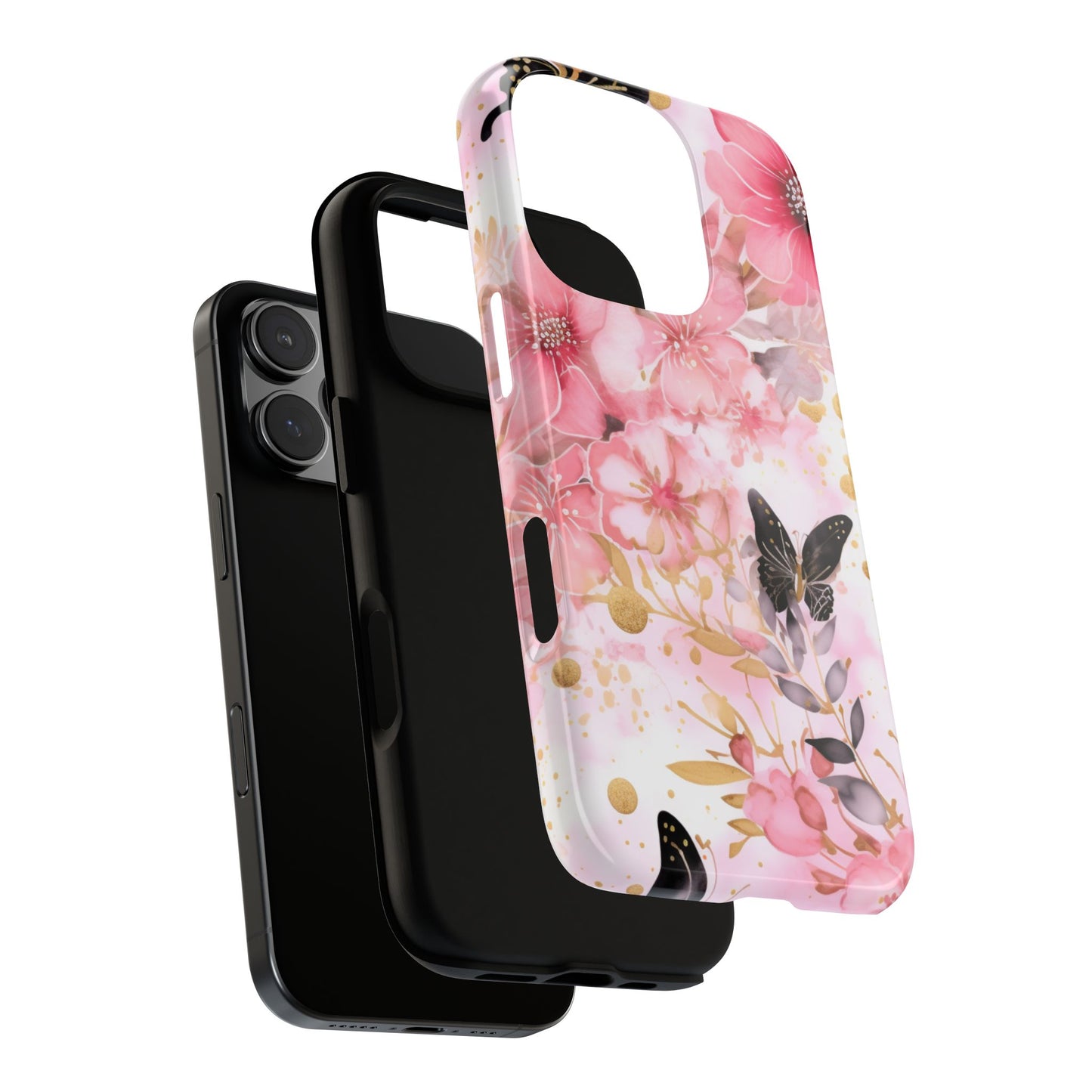 Pink Blossom & Gold Butterfly Mobile Case