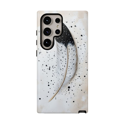 Elegant Owl Feather Phone Case – Black & White for iPhone, Samsung & Google Pixel